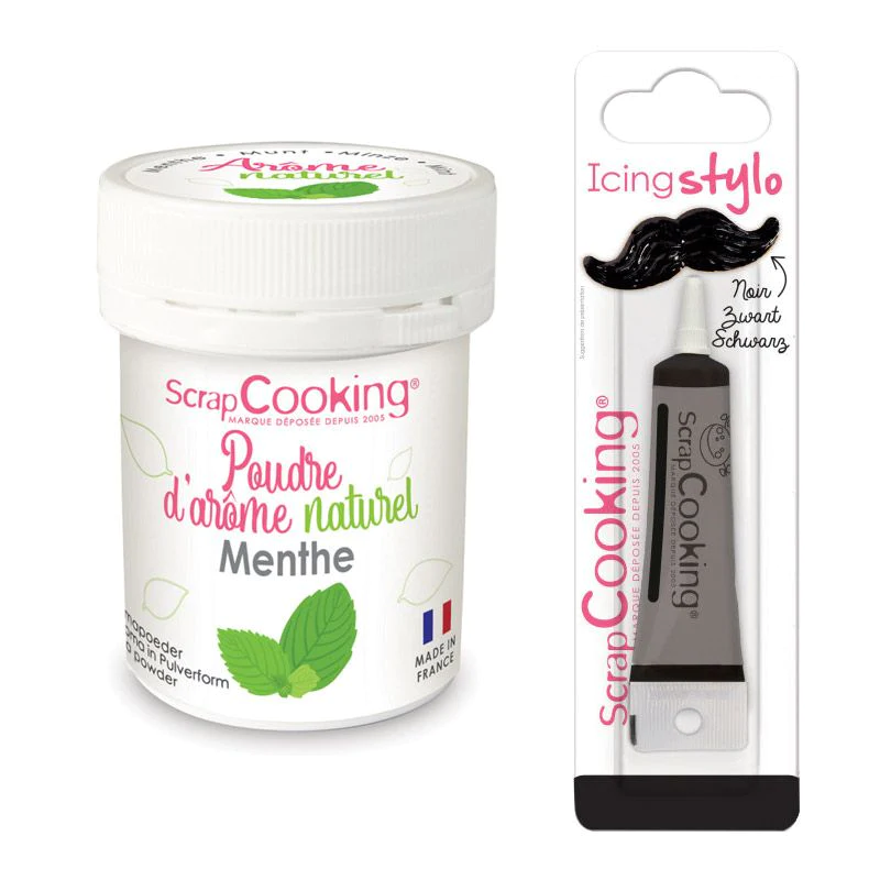 Arôme alimentaire naturel Menthe + Stylo de glaçage noir Scrapcooking