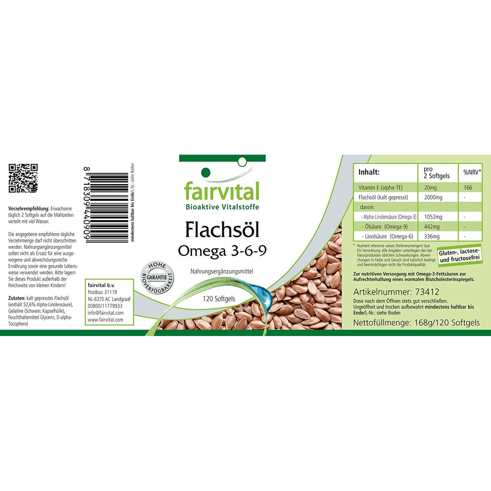 Flachsöl Leinöl Omega-3-6-9 (120 Kapseln)