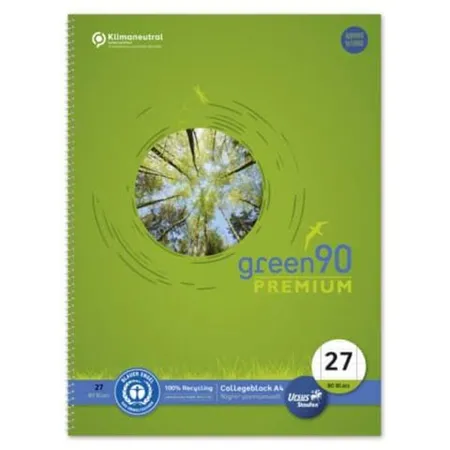 Staufen Green Collegeblock Lin27 A4 80 Blatt 90g/qm 9mm liniert mit RL 4-Loch gelb