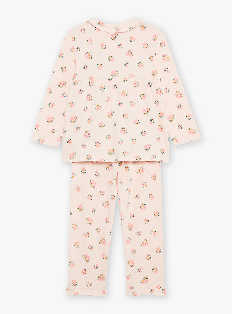 Ensemble pyjama rose pâle à coeur et fleur
