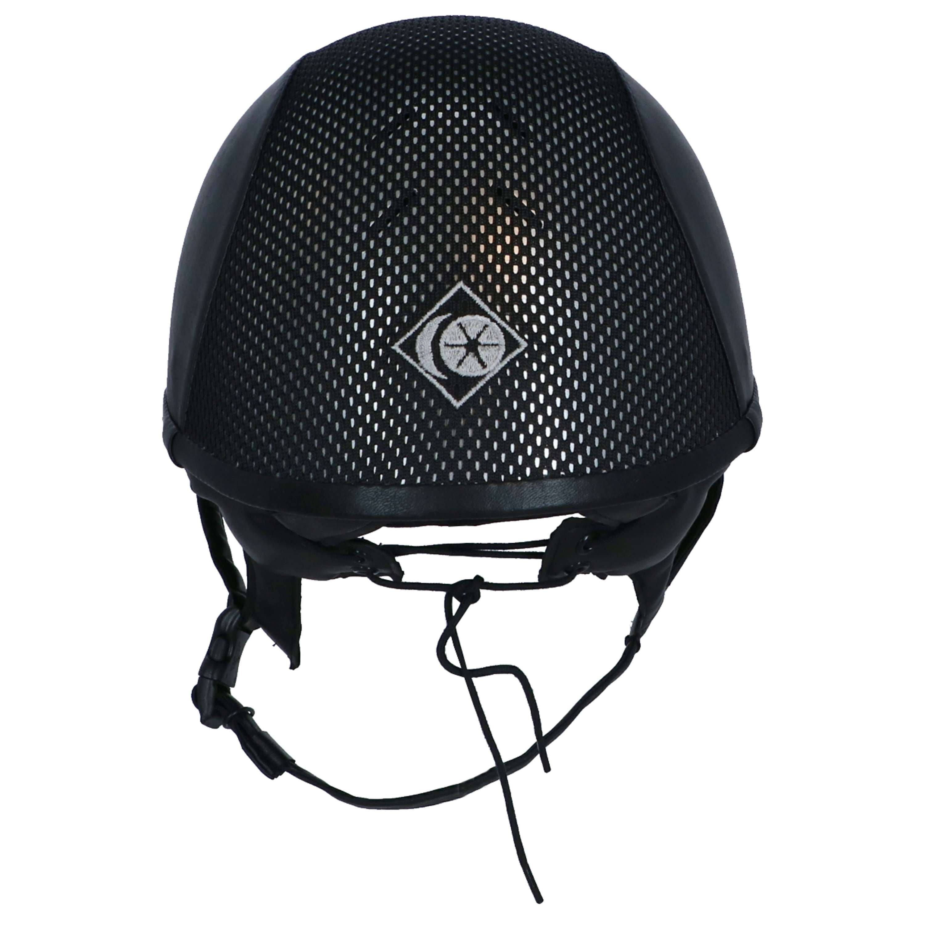 Charles Owen Cap AYR8 PLUS Leather Look Black/Silver