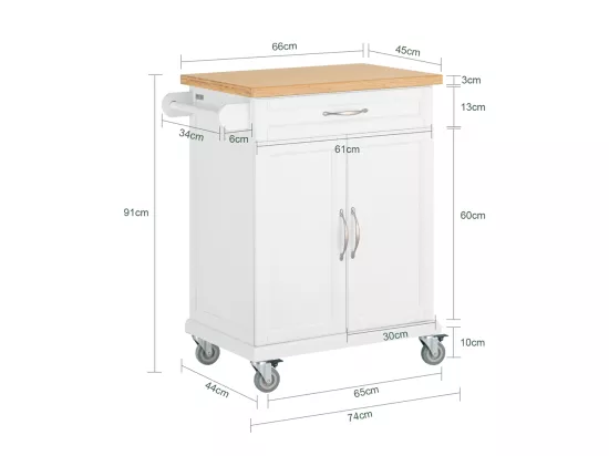 Desserte Chariot De Cuisine De Service Meuble De Rangement Roulant, Fkw13-wn