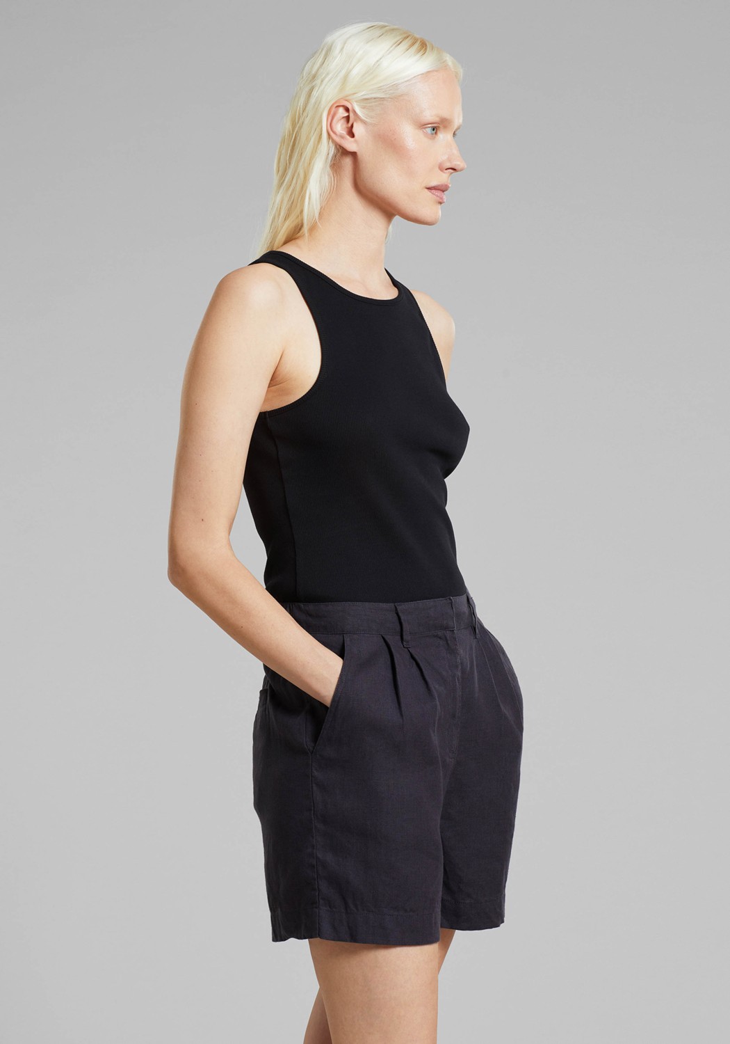 Dedicated Shorts Djupvik Linen Phantom Black