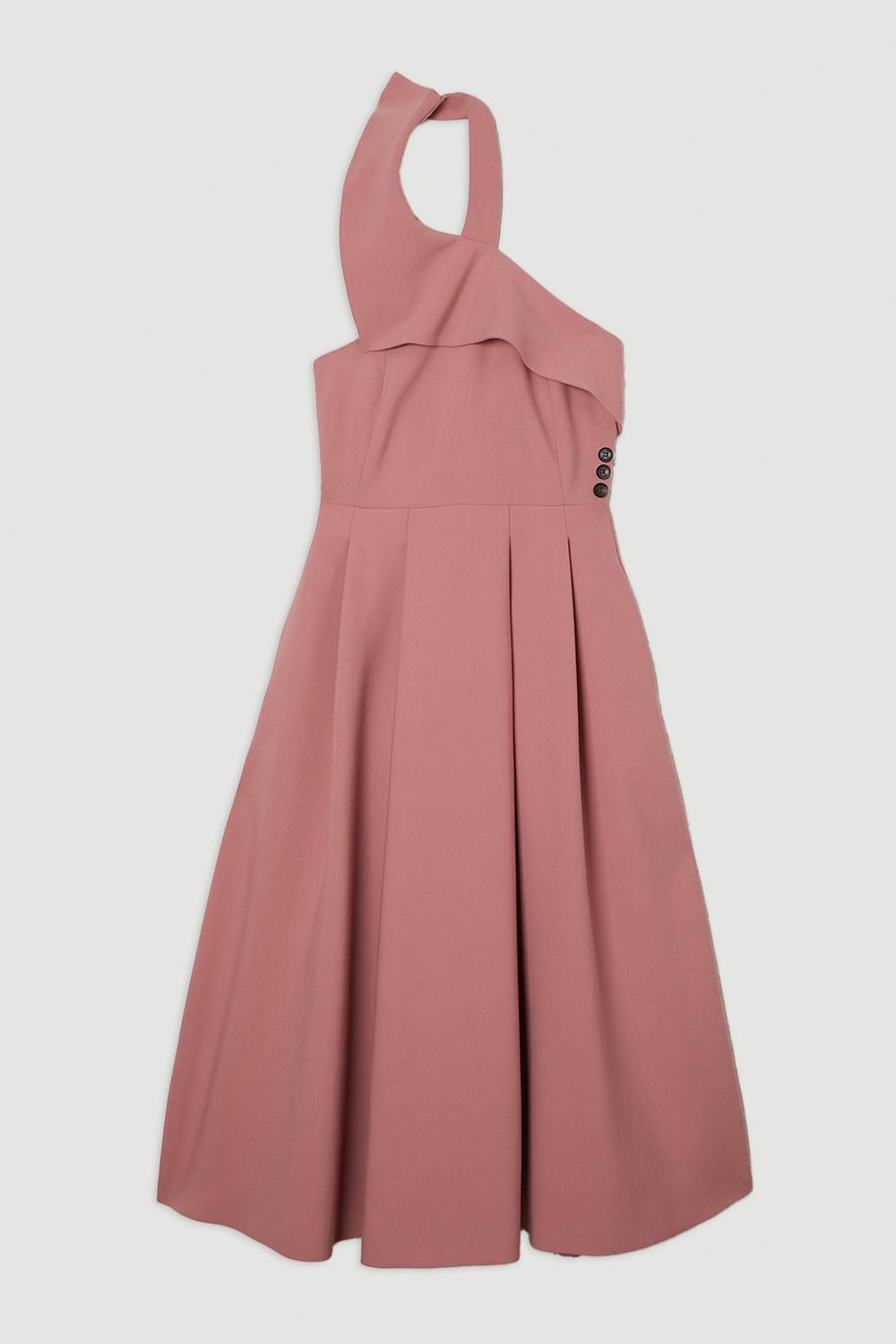 KarenMillen Robe midaxi compacte stretch à encolure halter, ceinturée, à jupe pleine
