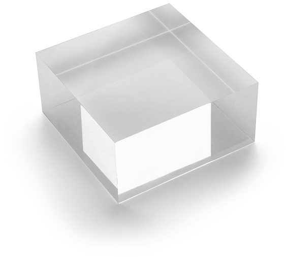 Deflecto Acrylblock, 10 x 10 x 5 cm, transparent