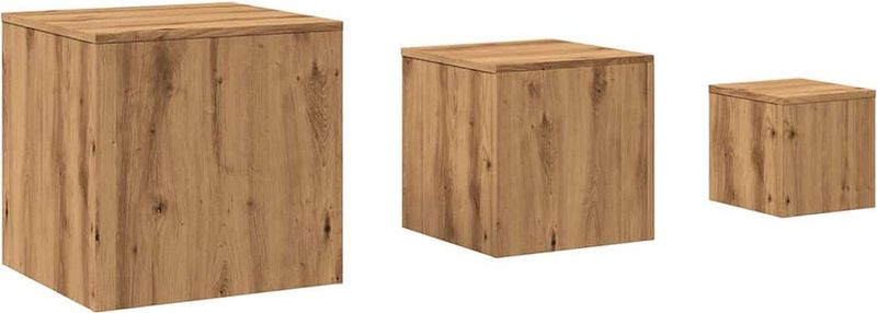 Bijzettafels - Artisan Eiken - Bewerkt Hout - Set van 3