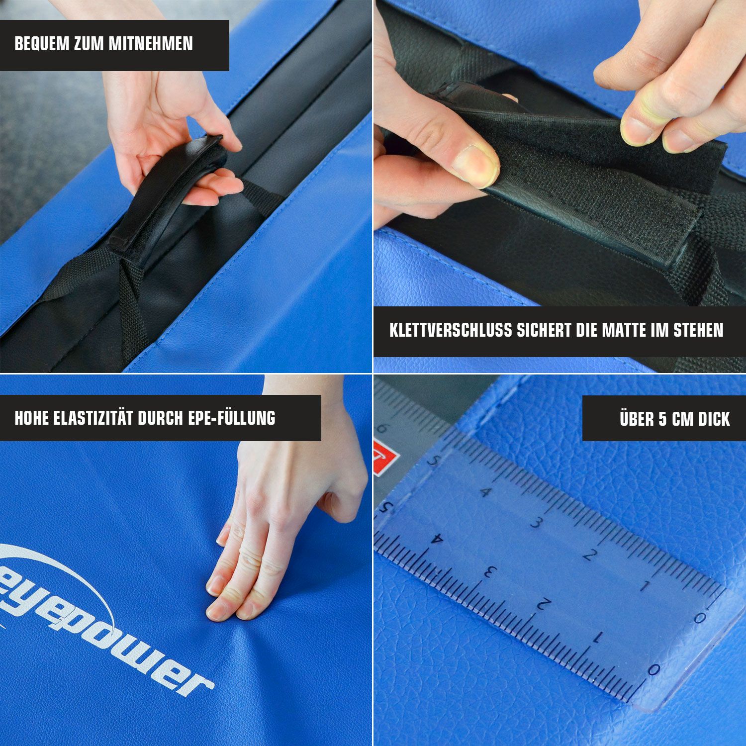 Weichbodenmatte 200x100x5 cm Blau-Schwarz