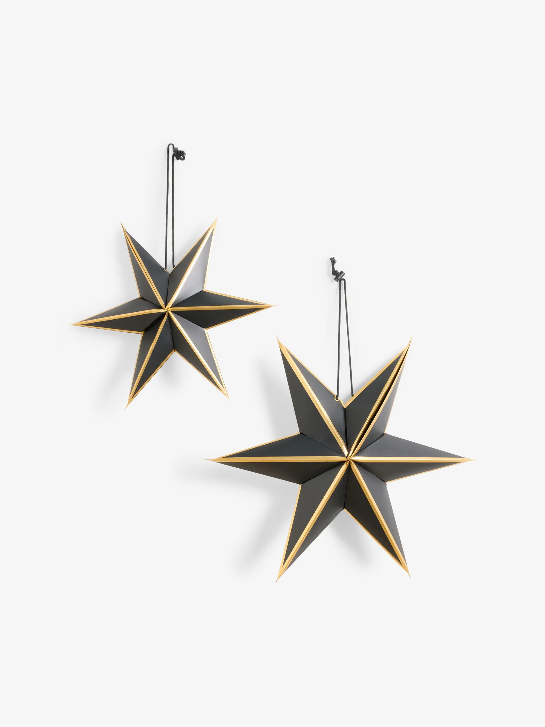 Set van 2 papieren kerstdecoratiesterren