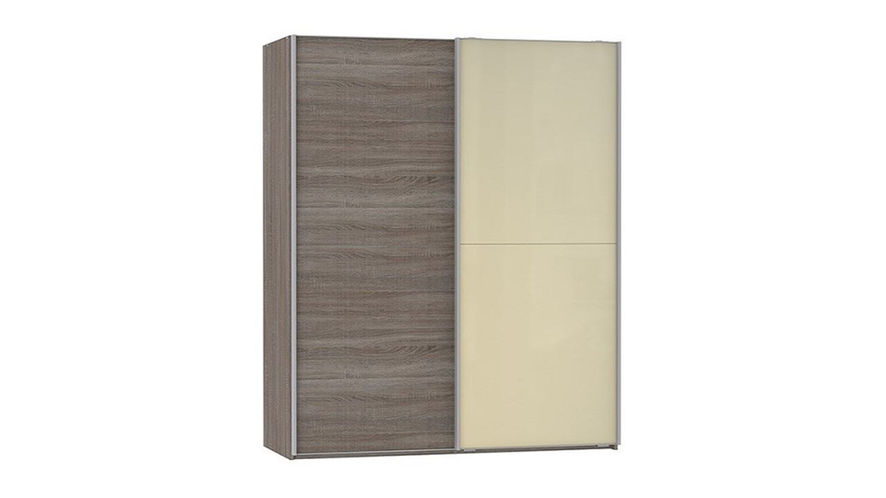 Schuifdeurkast Motion met glasdeur truffel eiken/glas magnolia