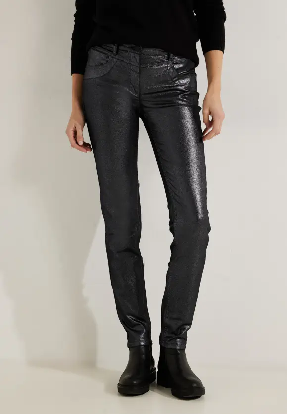 Casual Fit Hose mit Coating - silver metallic