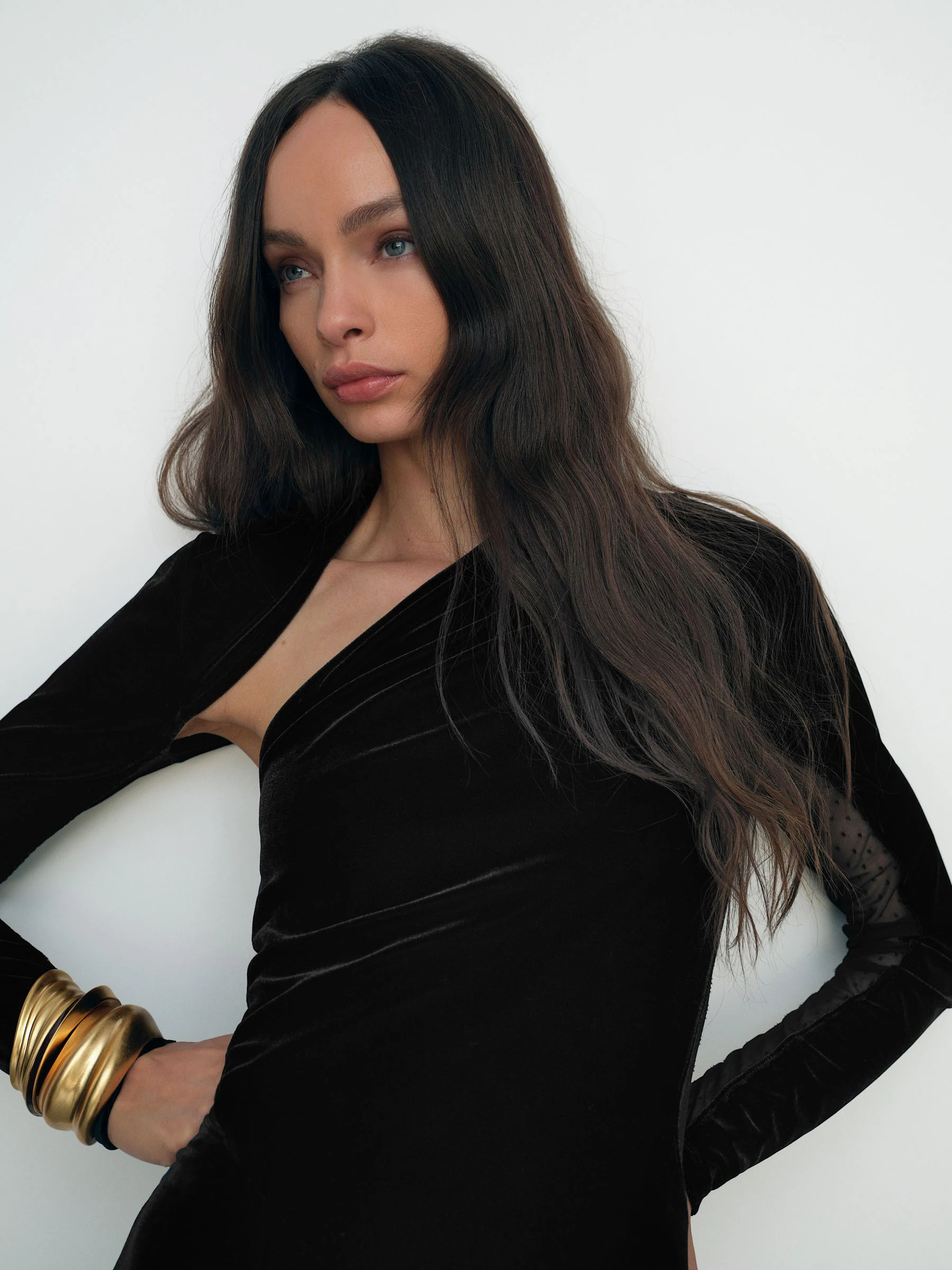 Reiss Kass Velvet Sheer-Panel Cut-Out Midi Dress