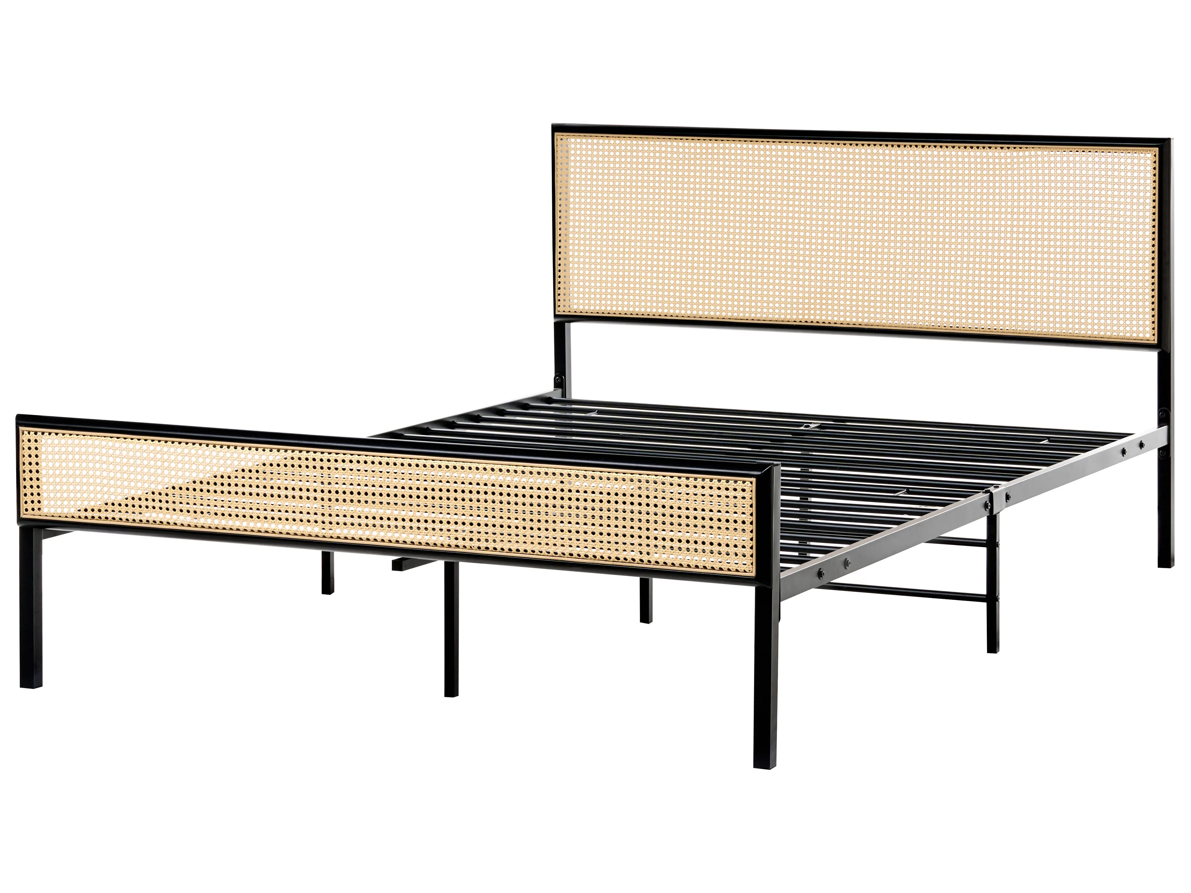 Bed PE rotan AVANTON 140 x 200 cm Zwart