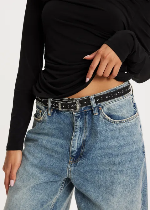 Suede ballchain riem zwart (ZWART)