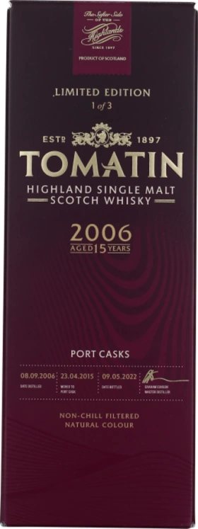 TOMATIN 15 YEARS 2006 PORT PORTUGUESE COLLECTION 70CL
