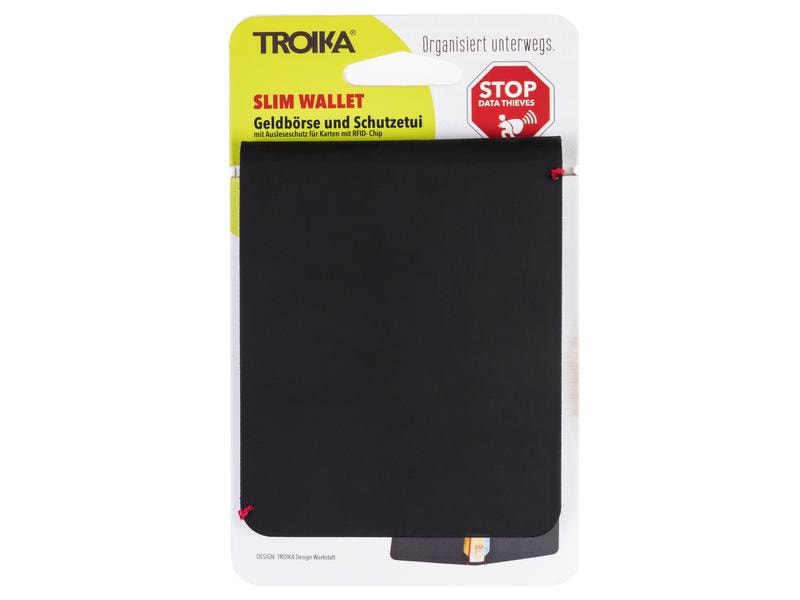 Troika Portemonnaie Slim Wallet Schwarz Kunstlederetui mit RFID-Schutz
