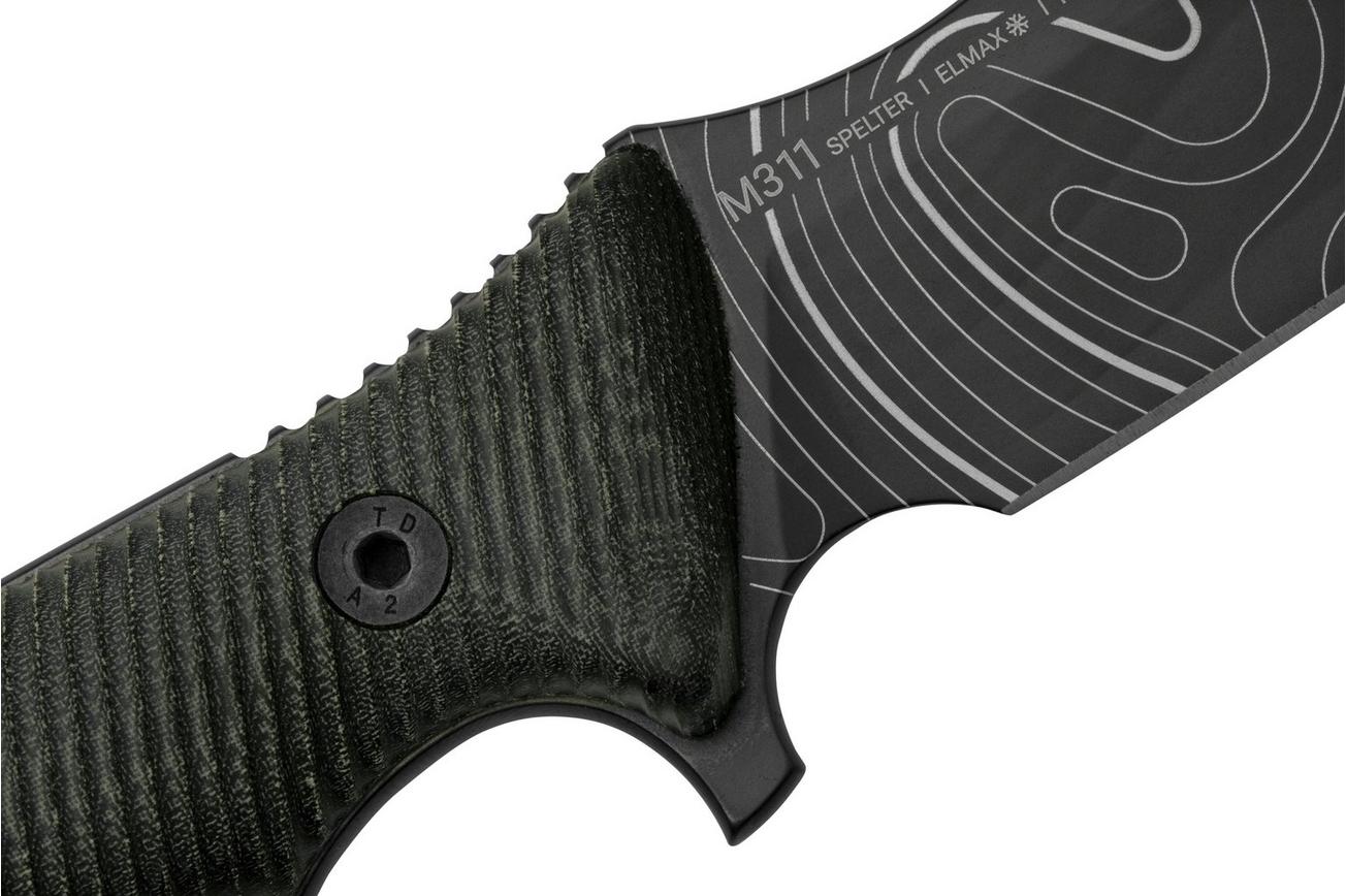ANV Knives M311 SPELTER DLC Topo Elmax, Black Micarta Handle, Black Kydex Sheath, survivalmes