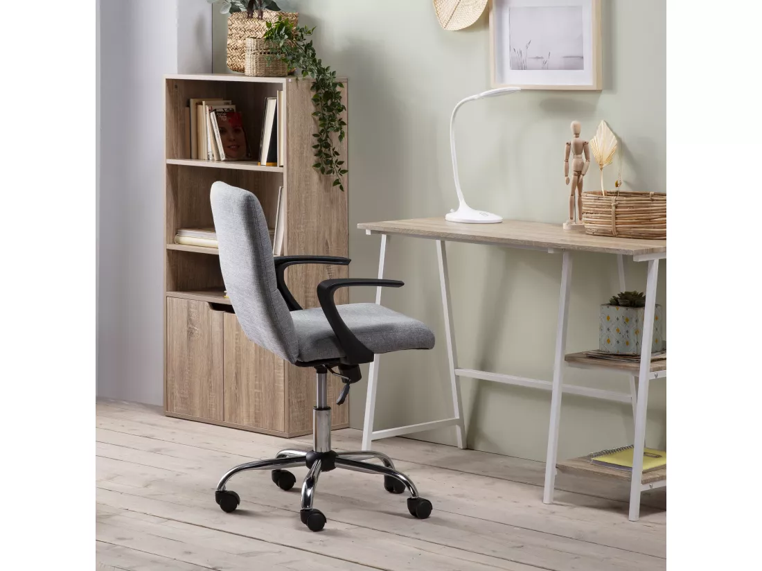 Fauteuil de Bureau relevable Teo matelassé avec Tissu Gris Clair
