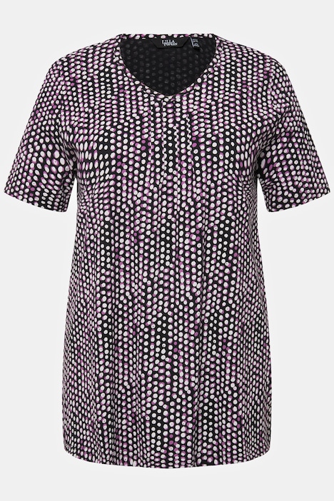T-Shirt, Zierfalten, A-Linie, V-Ausschnitt, Halbarm