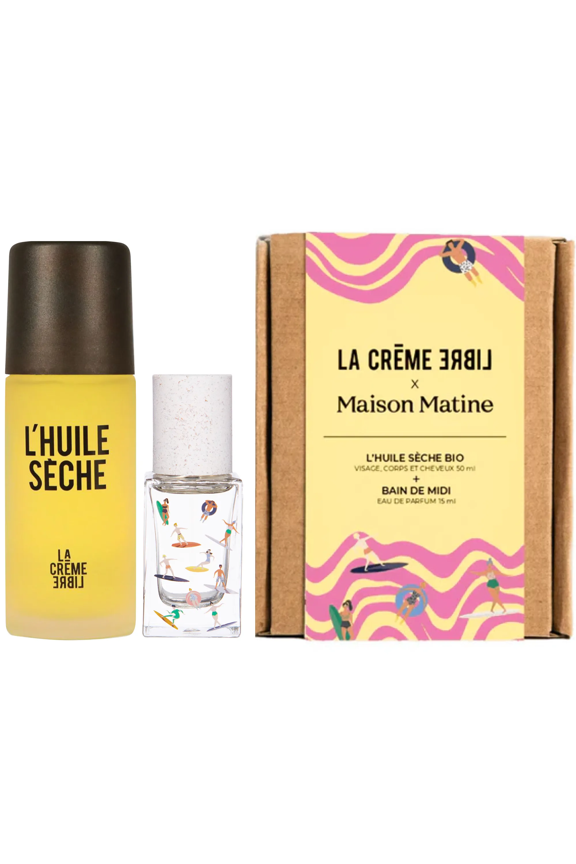 Maison Matine Coffret La Crème Libre x Maison Matine Parfum Bain de midi 15ml + Huile sèche bio-75 ml