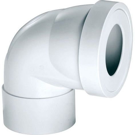 Pipe courte coudée - femelle - à coller - blanc