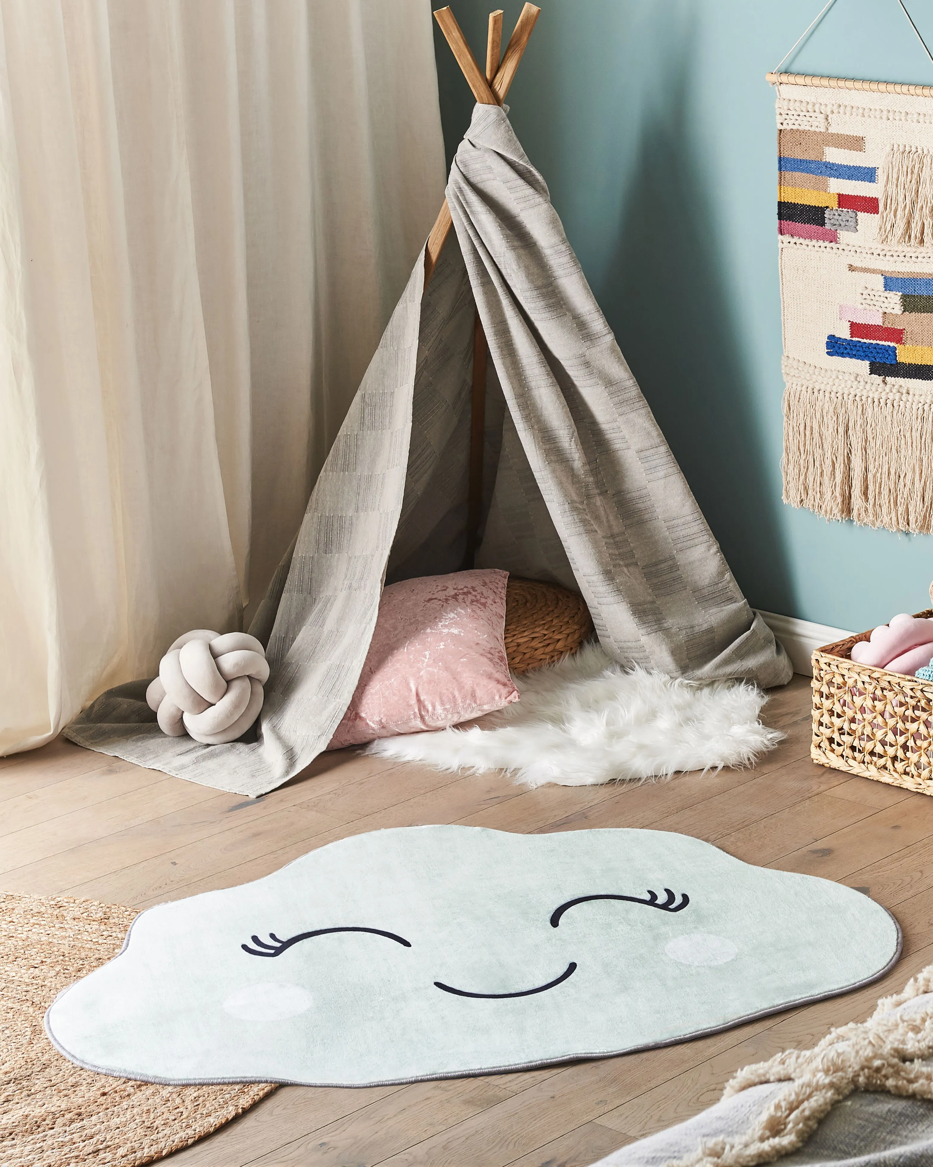 Kindervloerkleed CUMULUS Mintgroen 90 x 120 cm