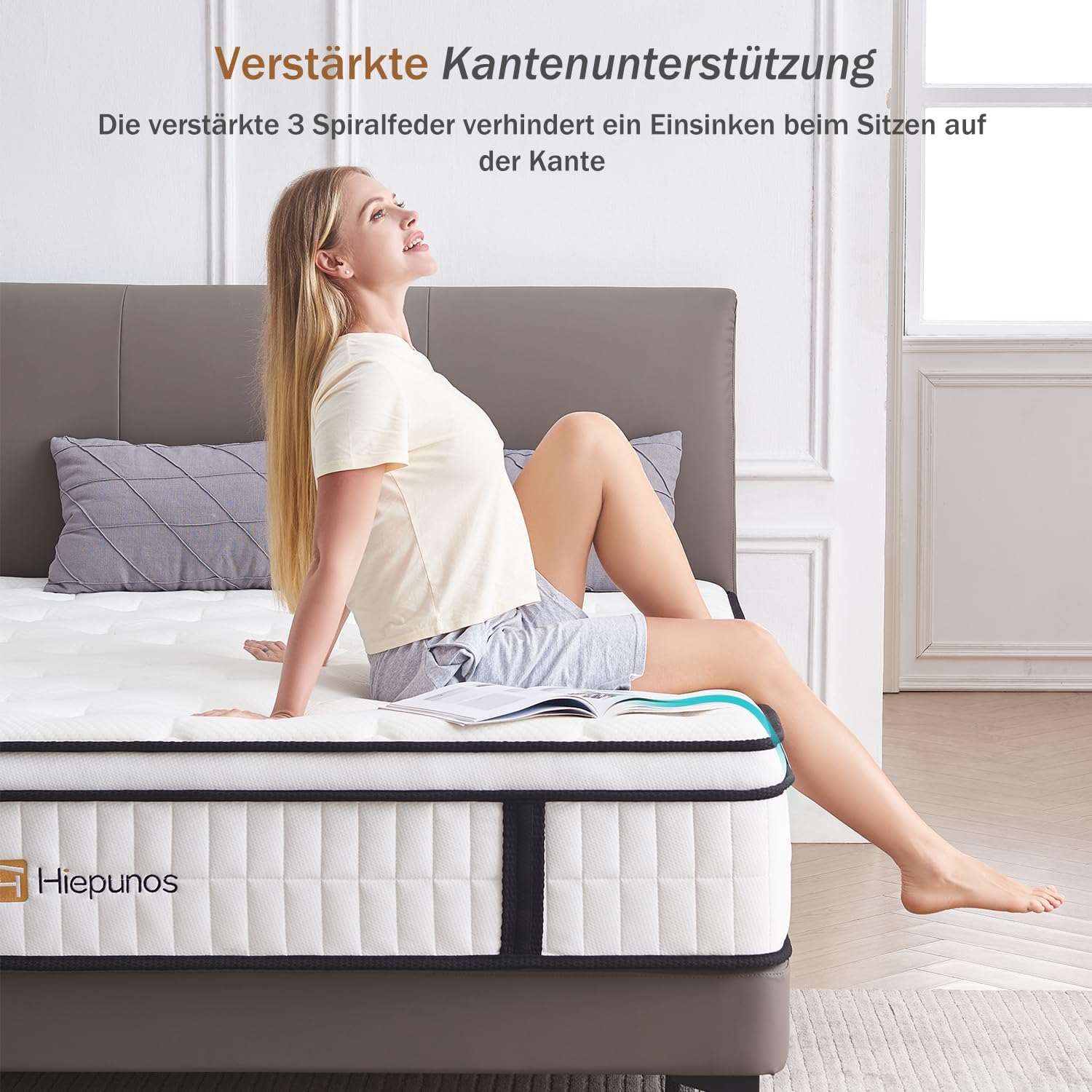 Matratze 140x200 cm Höhe Taschenfederkernmatratze Härtegrad H3,7 Zonen Federkernmatratze Orthopädische mit Comfort Memory-Schaum Schicht, Rückenentlastende