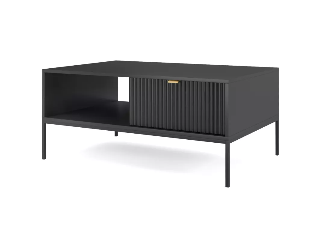 Table basse - 104x68 cm - noir avec pieds noires - VELLORE
