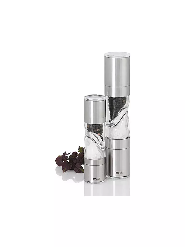 AD HOC Pfeffer- und Salz-Doppelmühle DUOMILL PURE MINI 15cm silber