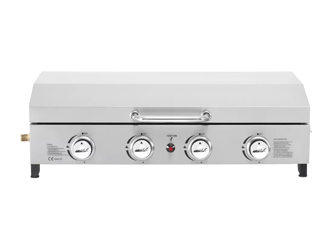 Plancha gaz 4 bruleurs avec couvercle 