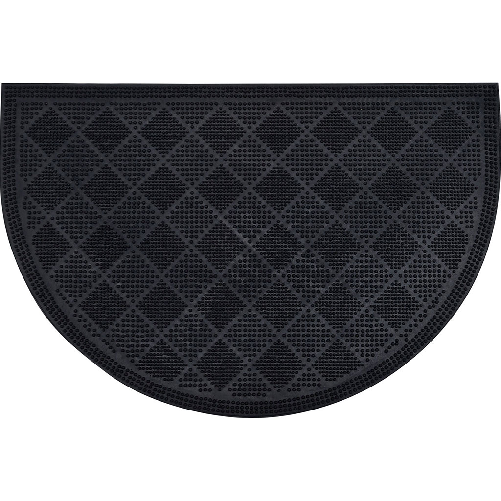 Tapis d'entrée demi lune DAMIER noir 40x60cm