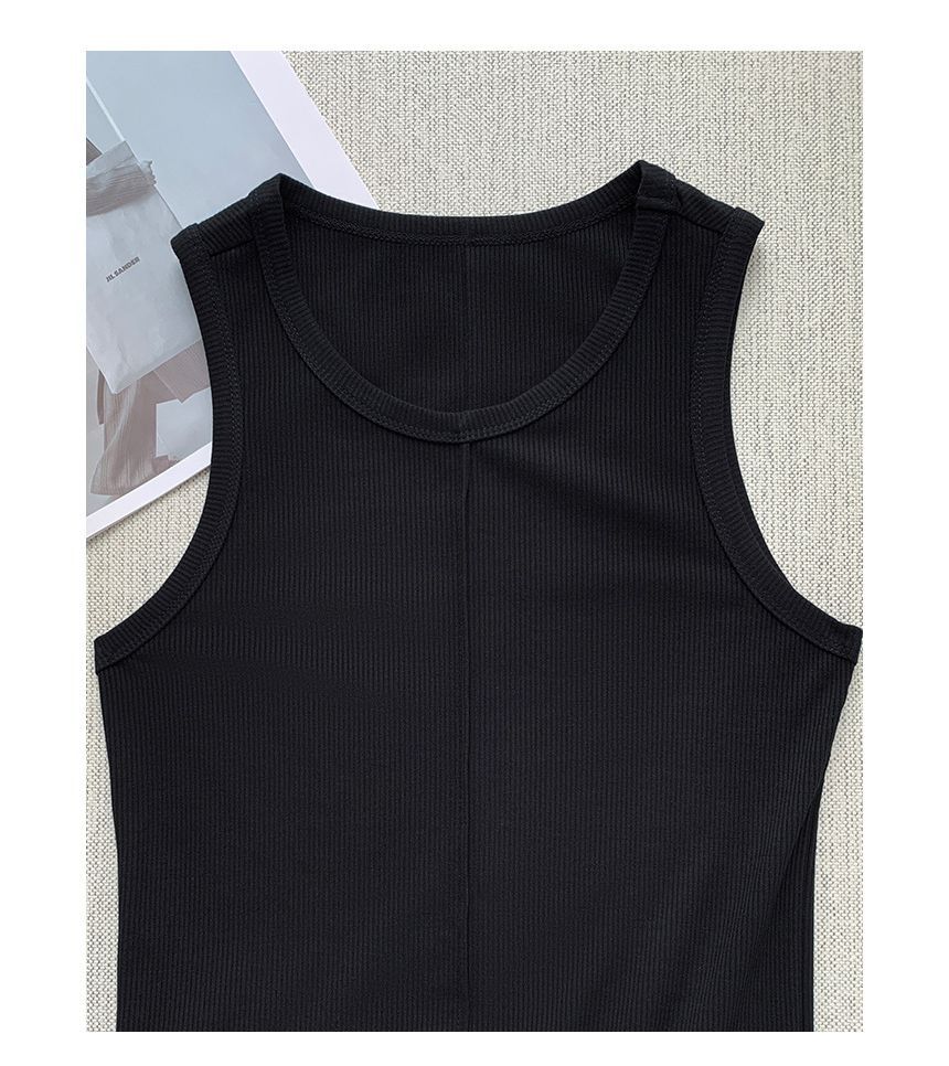 EFO - Mouwloze maxi-A-lijnjurk met ronde hals en effen kleur
