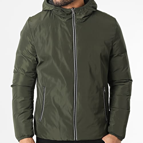 Veste Réversible Zippée Capuche Arthur Vert Kaki Noir