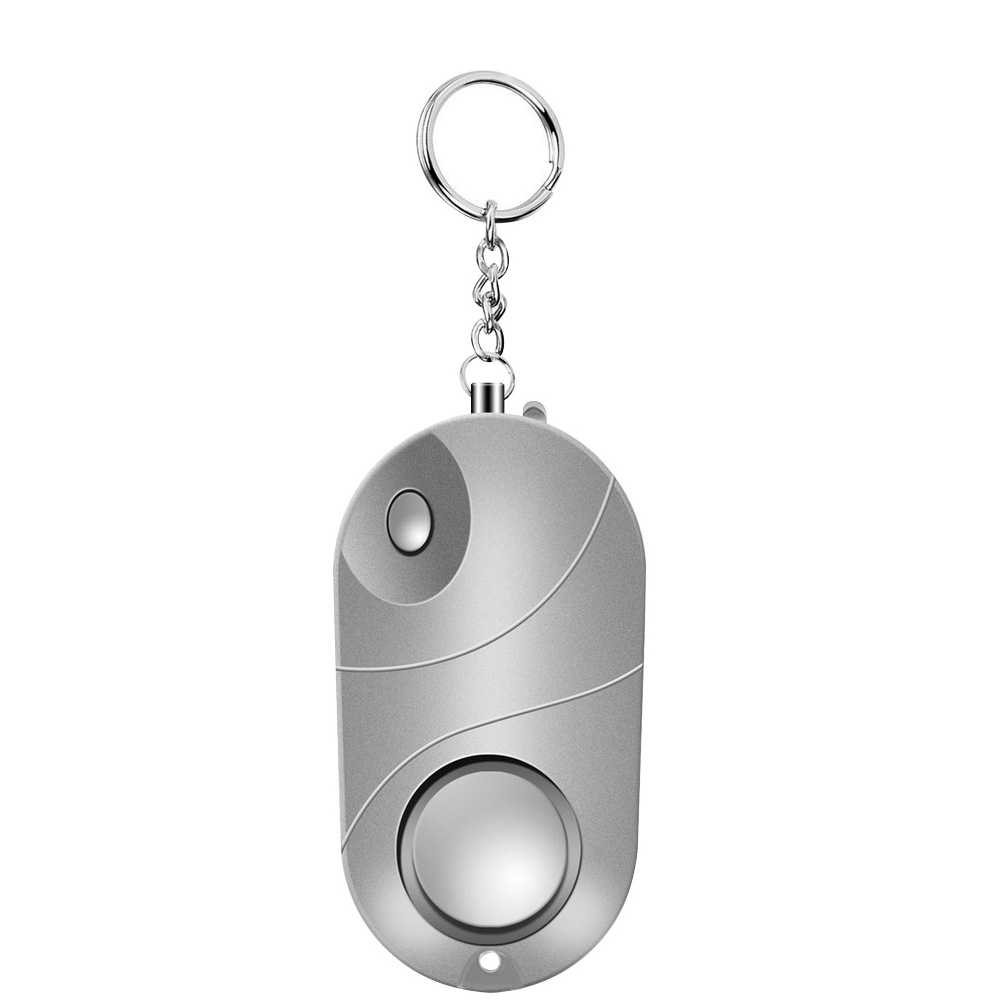 Mobiler Taschen Alarm (135db) Personen Alarmanlage Alarmsirene mit LED und Schlüssel Anhänger - Silber