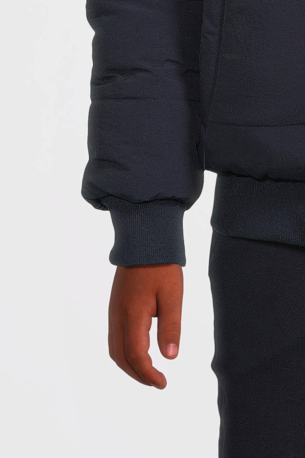 Mooie luxe winterjasreversible gewatteerde winterjas Joah donkerblauw/beige