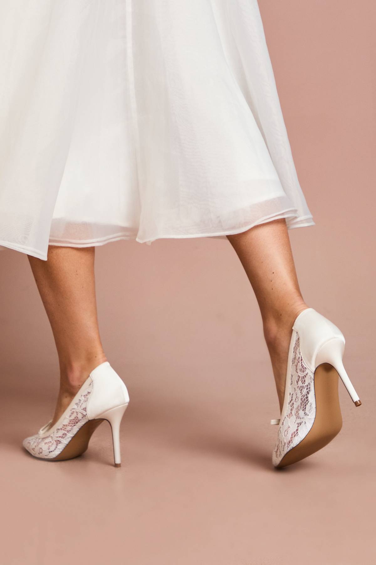 Coast Escarpins de Mariée Alexis à Bride Arrière avec Détail Nœud en Dentelle et Talon Aiguille