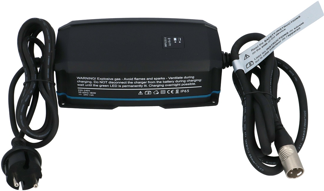 Oplader 24V-6A Bluetooth IP65 vandtæt til udendørs brug, 3-benet e-scooter