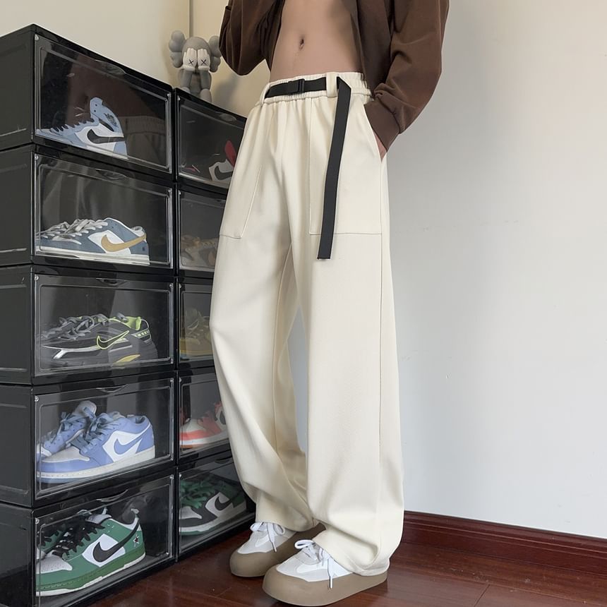 Drawouf - Broek met elastische taille en rechte pijpen en gespen