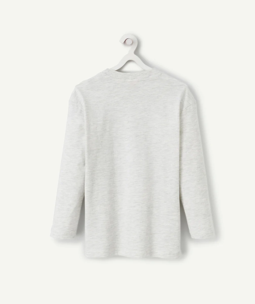 T-SHIRT GARÇON EN COTON BIO GRIS AVEC MESSAGE VERT