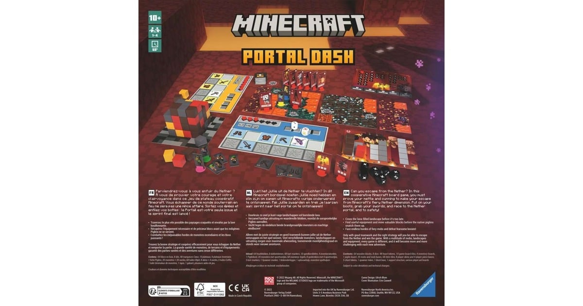 RavensburgerMinecraft - Portal Dash Bordspel  (Nederlands, 1 - 4 spelers, 30 - 60 minuten, Vanaf 10 jaar)