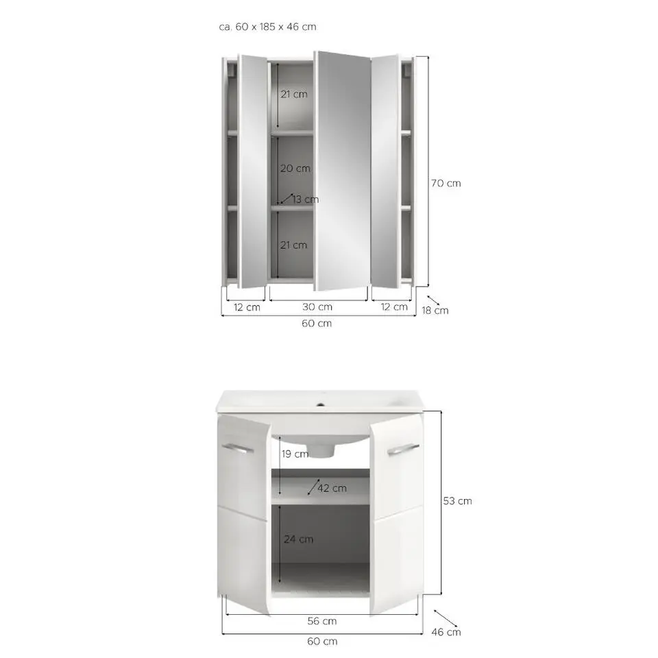 Hioshop Ice badkamer I63 wit hoogglans- wit