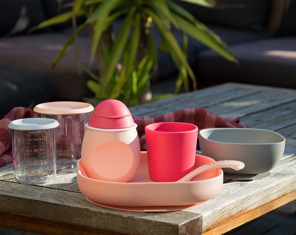 Silikon-Geschirrset BIG MEAL 4-teilig in old pink
