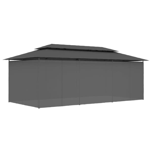 vidaXL Paviljong med gardiner 600x298x270 cm antrasitt