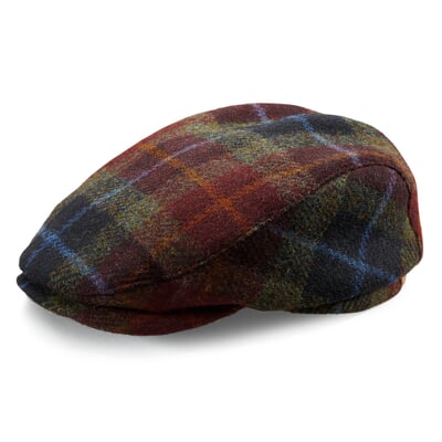 Herrenmütze Harris-Tweed, Rot gemustert