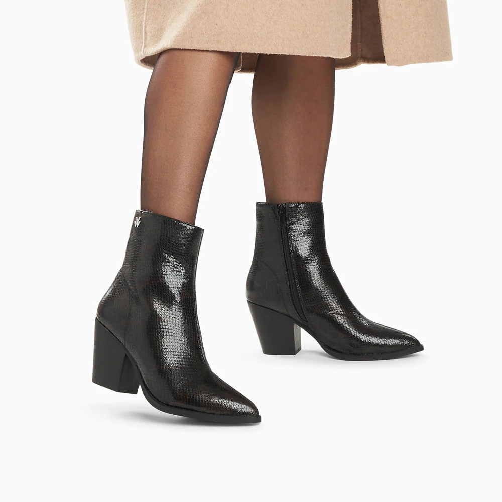 Bottines-Bottines santiags Dina noir serpent à talon