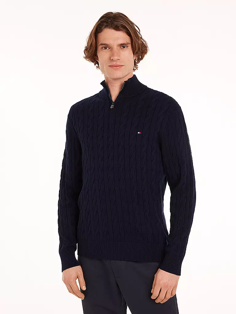 TOMMY HILFIGER Troyer Pullover blau