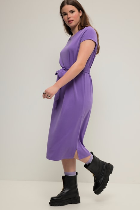 Midikleid, A-Line, Jersey, Rundhals, Halbarm