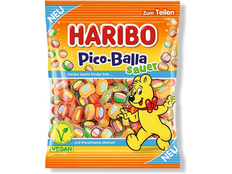 Haribo Gummibonbons Pico Balla Sauer vegan 160 g Saure Fruchtgummis