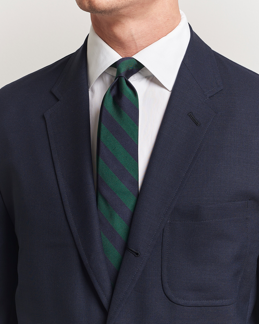 Kamakura Shirts Vintage Ivy Regimental Stripe Silk Tie Navy/Green