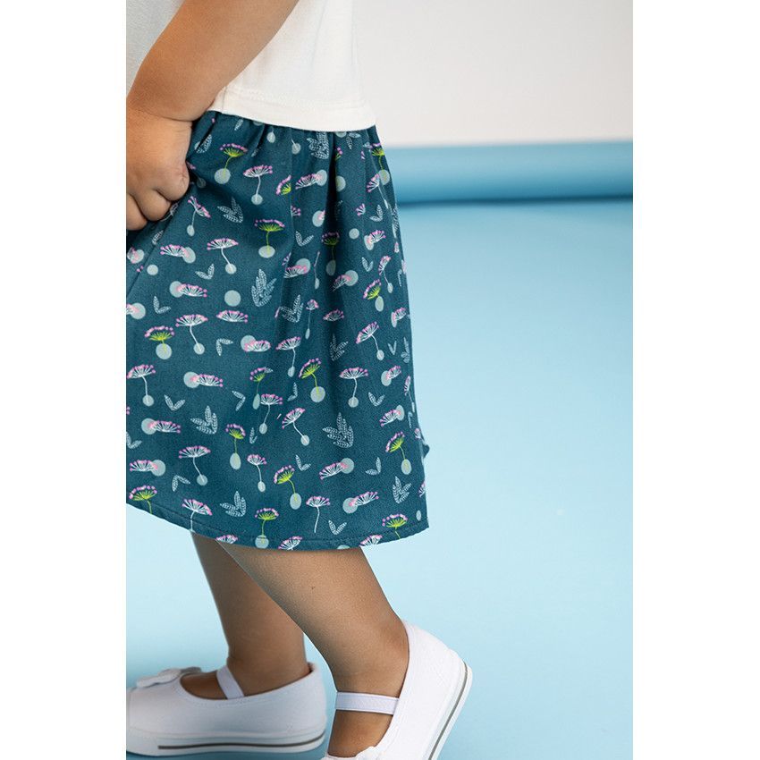 Robe manches courtes 2 en 1 en jersey imprimé fillette pour bébé fille - Ecru