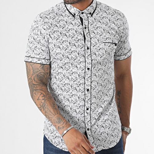 Chemise Manches Courtes Blanc Floral